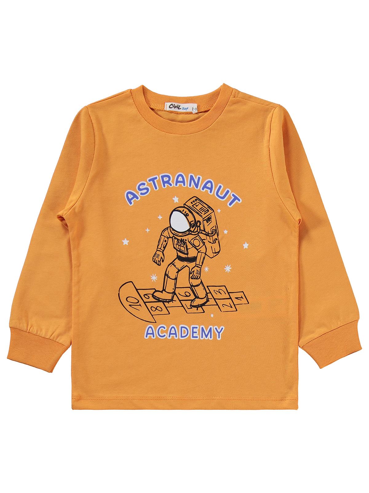 Civil Boys Astronot Baskılı 2-5 Yaş Pijama Takımı - Turuncu