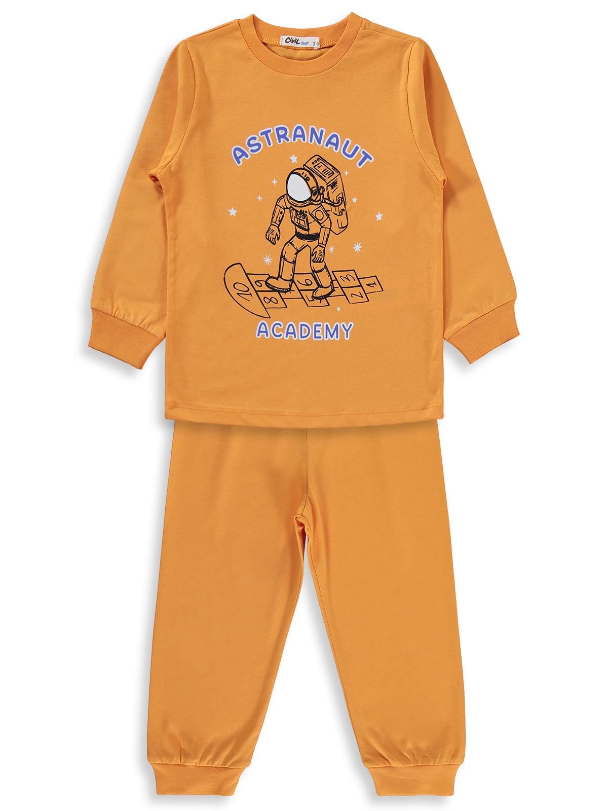 Civil Boys Astronot Baskılı 2-5 Yaş Pijama Takımı - Turuncu