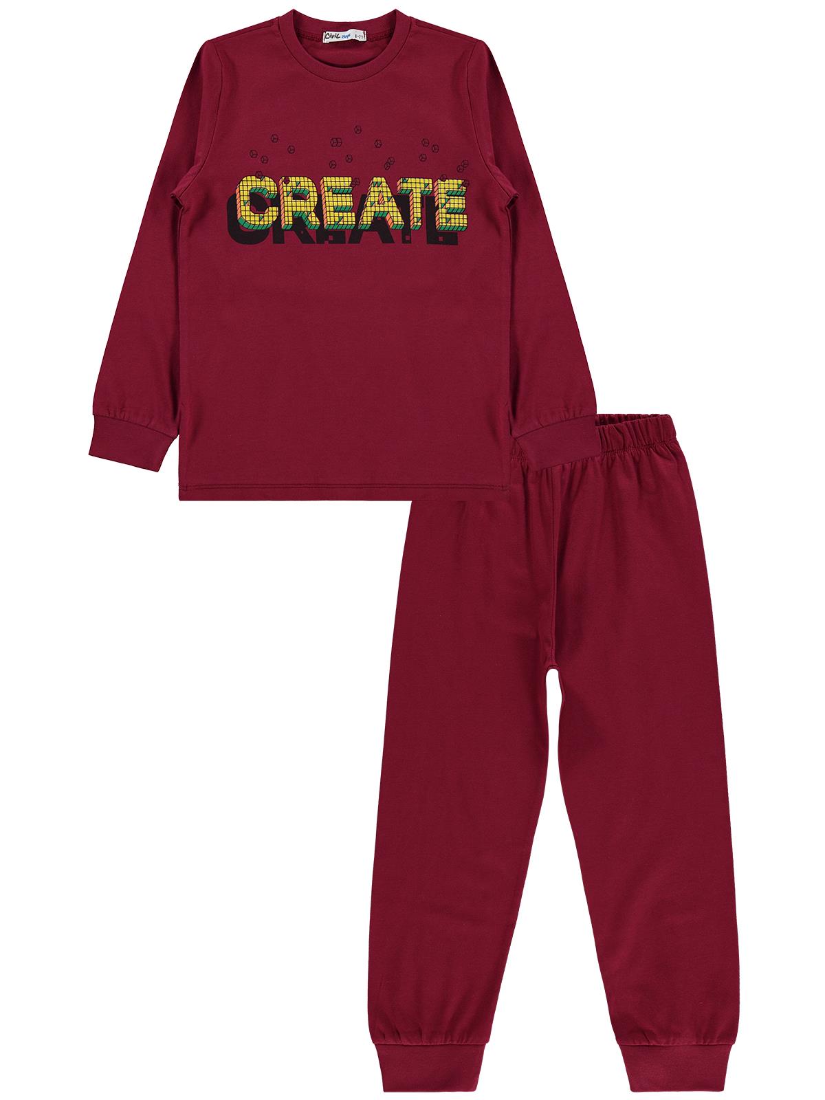 Civil Boys Create Baskılı 6-9 Yaş Pijama Takımı - Bordo