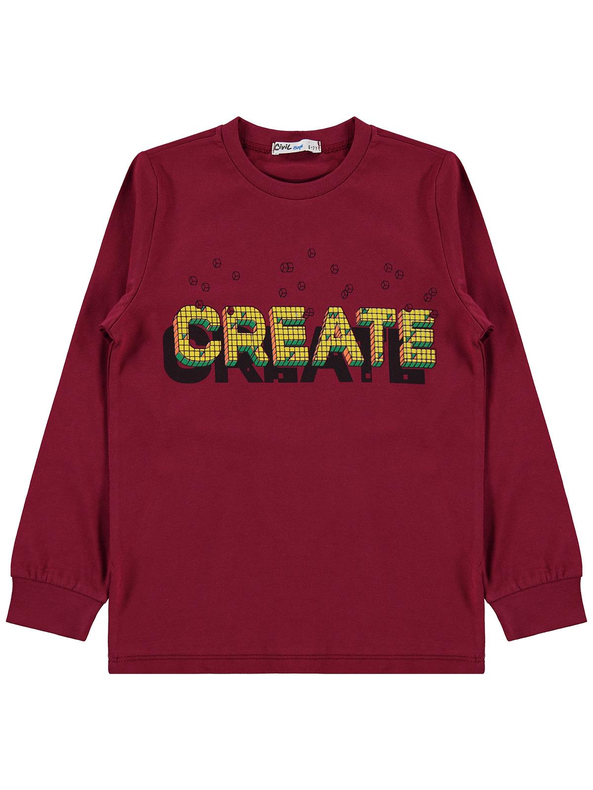 Civil Boys Create Baskılı 6-9 Yaş Pijama Takımı - Bordo