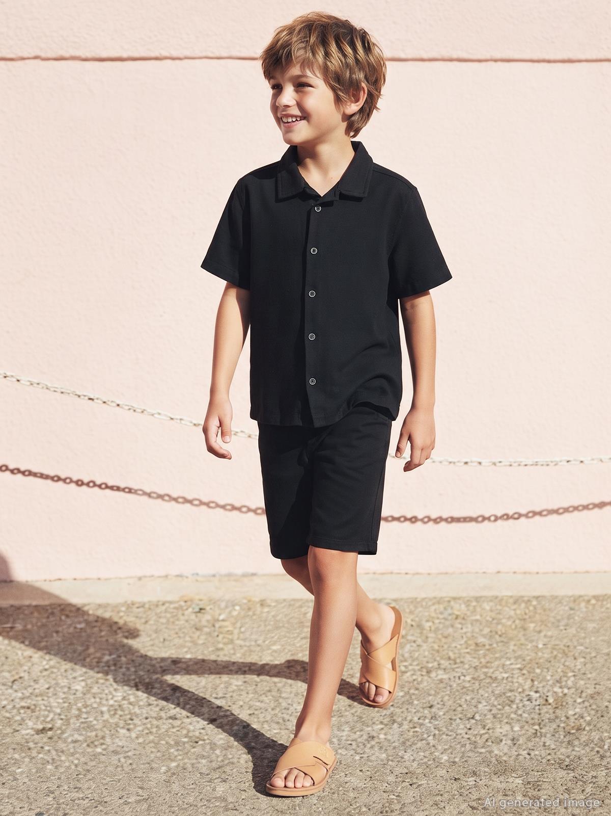 Civil Boys Tatil Yaka 10-13 Yaş Gömlek - Siyah