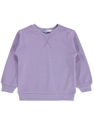 Civil Kız Çocuk Düz Sweatshirt | İnterlok Uzun Kol Bisiklet Yaka | Okul Kreş ve Günlük Kullanım - Lila