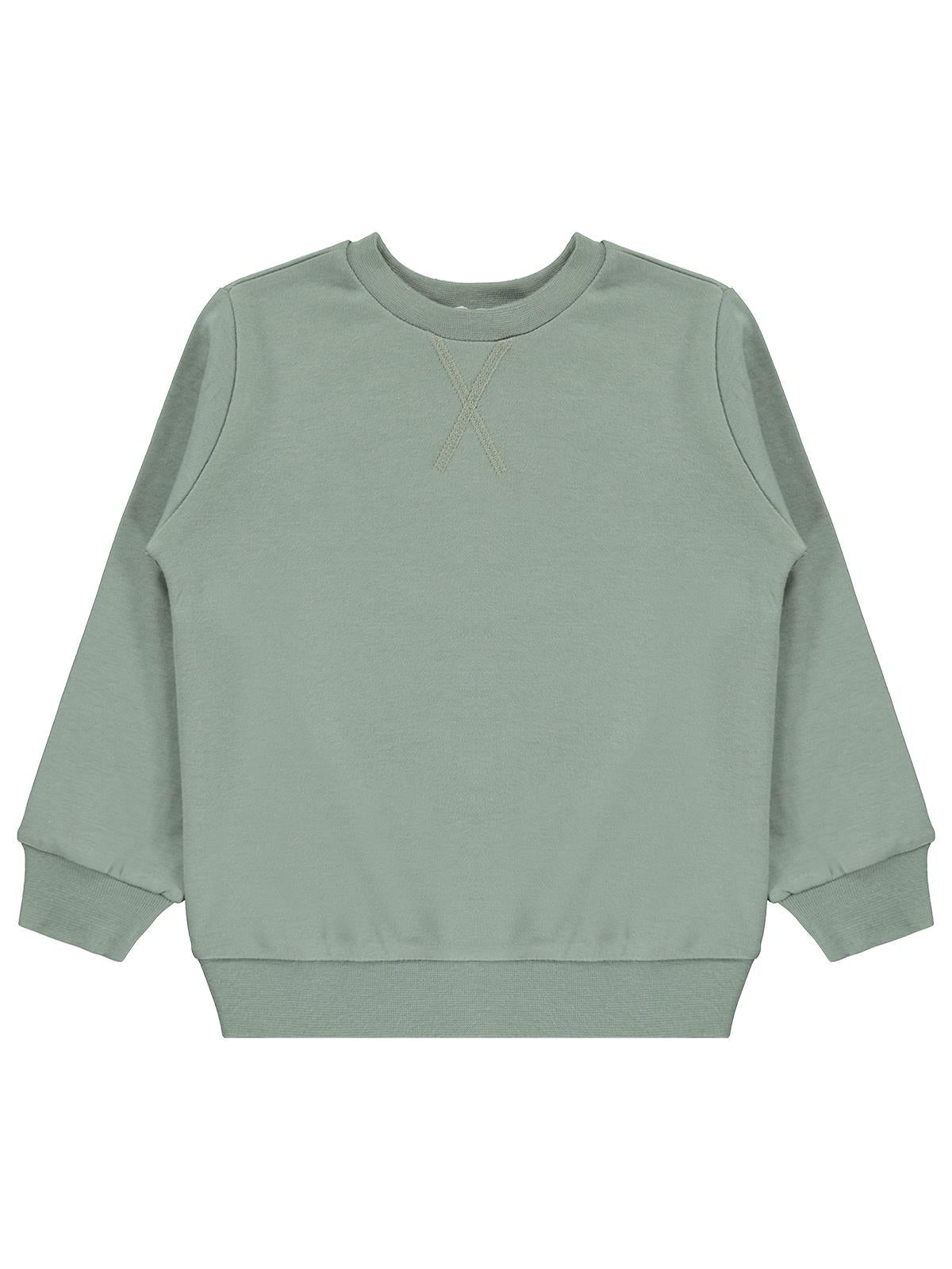 Civil Kız Çocuk Düz Sweatshirt | İnterlok Uzun Kol Bisiklet Yaka | Okul Kreş ve Günlük Kullanım - Yeşil