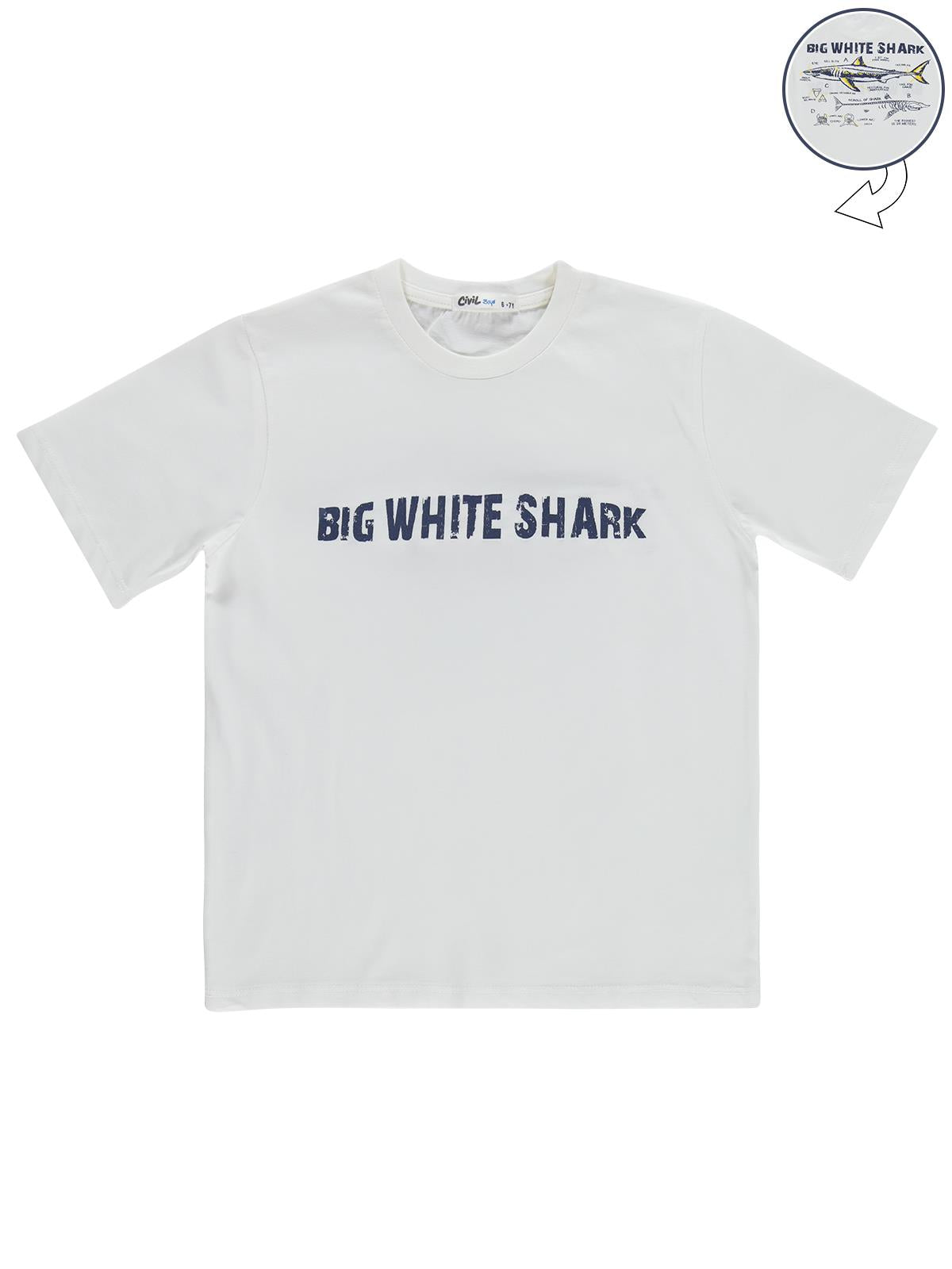 Civil Boys Big White Baskılı 10-13 Yaş Tişört - Kırık Beyaz