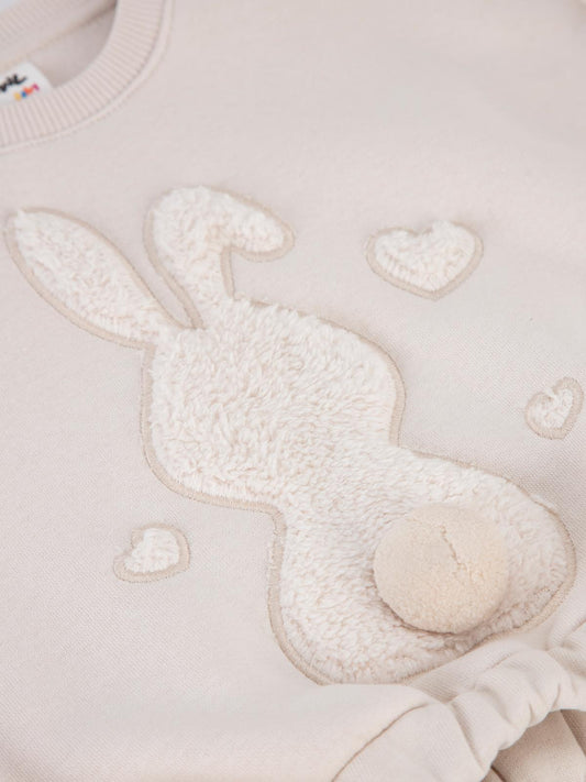 Civil Baby Tavşan Velsoft Aplike Garnili 6-18 Ay Takım - Bej