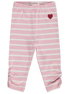 Civil Baby Kalp Nakışlı Çizgili 6-18 Ay Tayt - Pembe