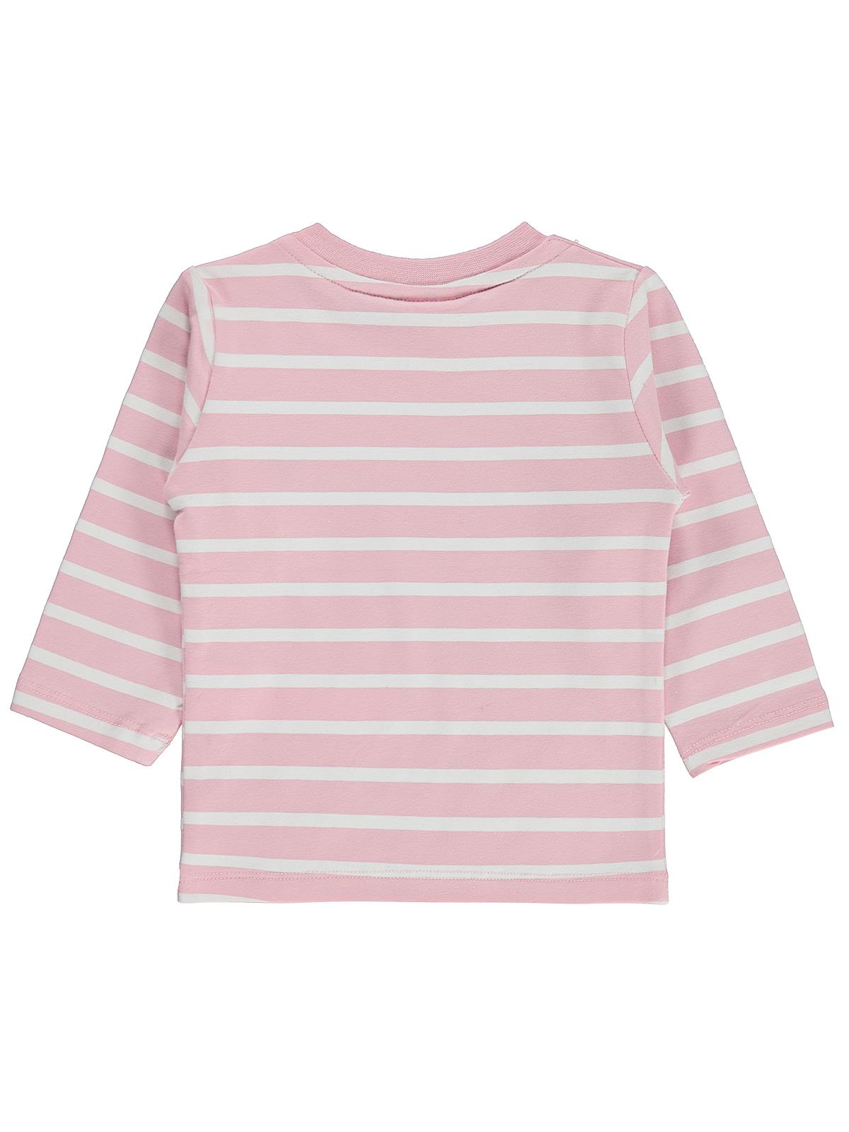 Civil Baby Kalp Nakışlı Çizgili 6-18 Ay Sweatshirt - Pembe