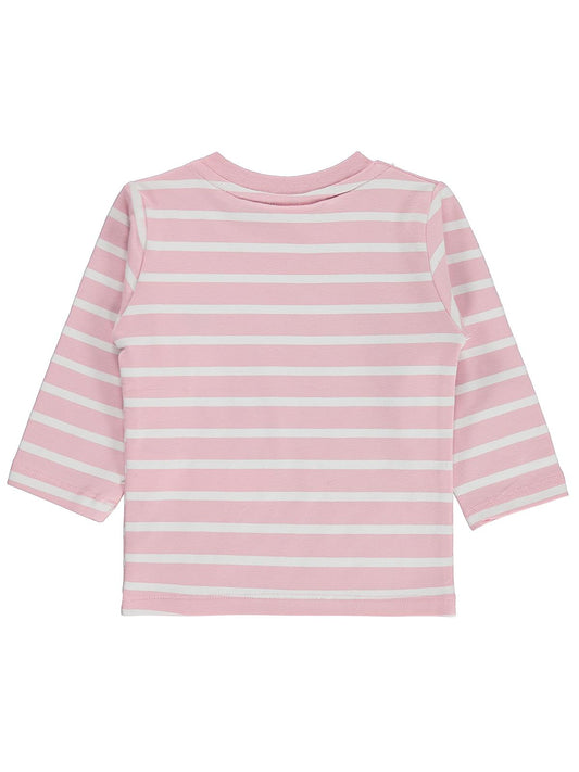 Civil Baby Kalp Nakışlı Çizgili 6-18 Ay Sweatshirt - Pembe