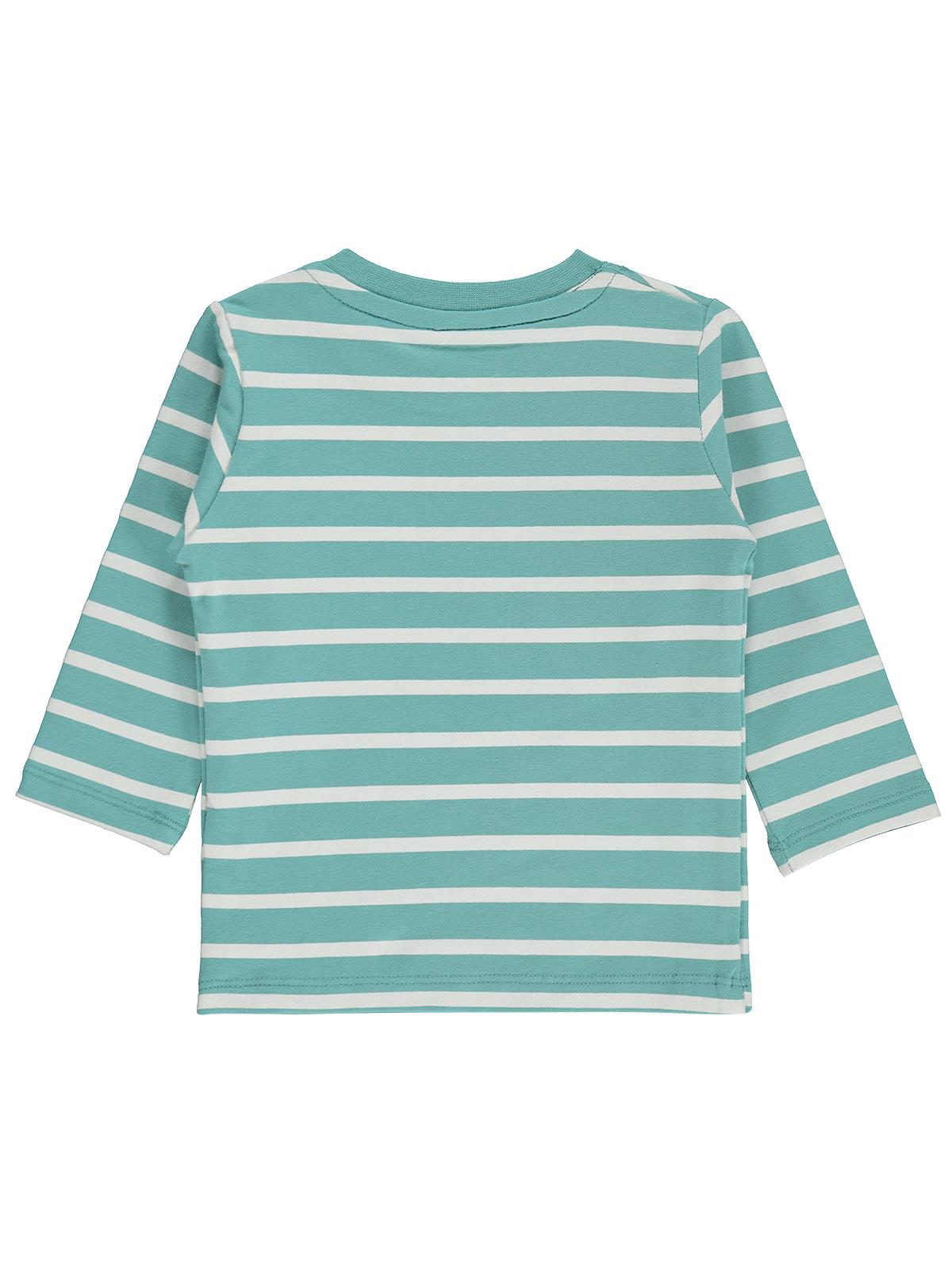 Civil Baby Kalp Nakışlı Çizgili 6-18 Ay Sweatshirt - Yeşil