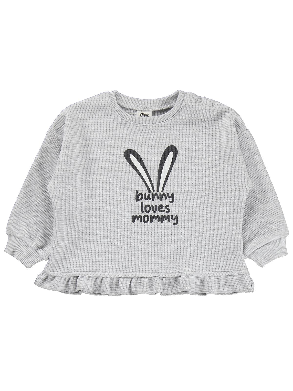 Civil Baby Bunny Loves Mommy Baskılı 6-18 Ay Takım - Gri