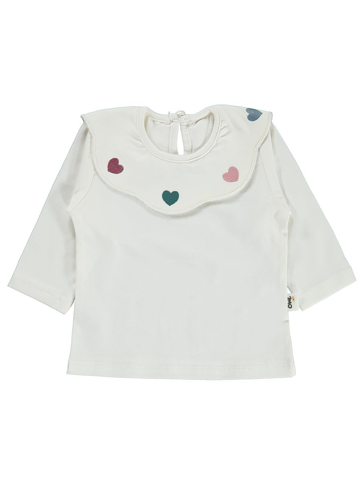Civil Baby Yakası Kalp Nakışlı 6-18 Ay Sweatshirt - Ekru