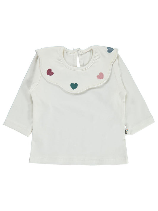Civil Baby Yakası Kalp Nakışlı 6-18 Ay Sweatshirt - Ekru