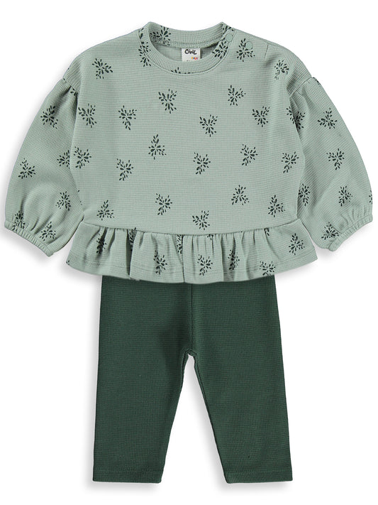 Civil Baby Etnik Desen Empirme 6-18 Ay Takım - Yeşil