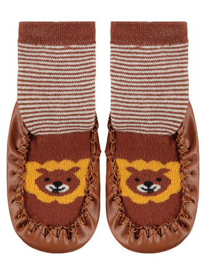 Civil Baby Çizgili Animal Bebek Erkek Havlu Çarık Çorap 12-36 Ay