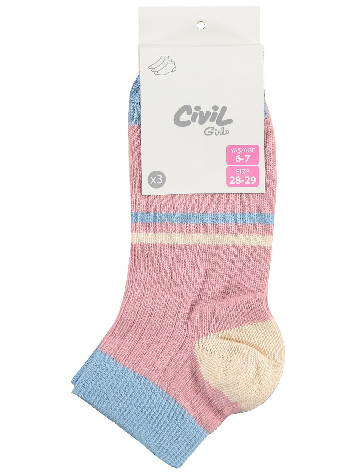 Civil Girls Derbili Soft 3'lü 2-12 Yaş Kız Çocuk Patik Çorap