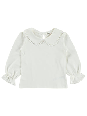 Civil Girls Dantel Şeritli 2-5 Yaş Sweatshirt - Ekru