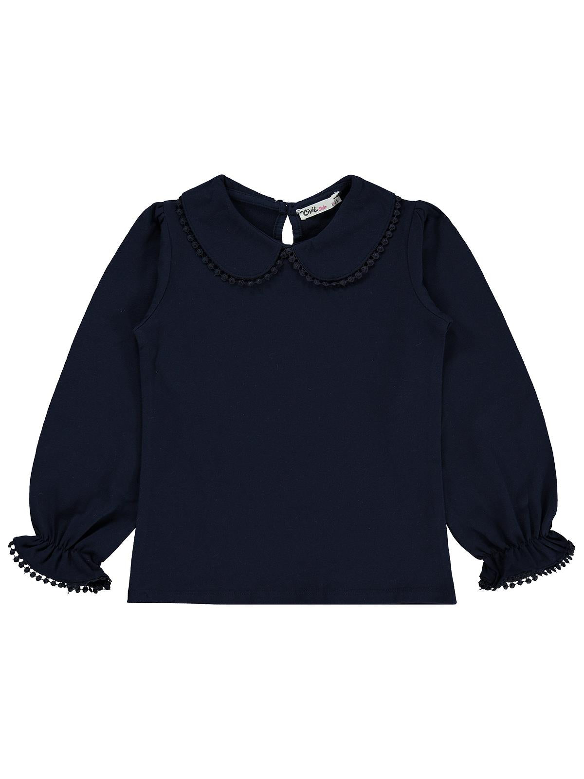 Civil Girls Dantel Şeritli 6-9 Yaş Sweatshirt - Lacivert