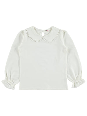 Civil Girls Dantel Şeritli 6-9 Yaş Sweatshirt - Ekru