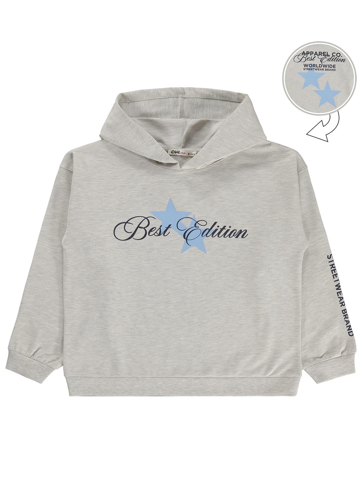 Civil Girls Yıldız Baskılı 10-13 Yaş Sweatshirt - Ekru