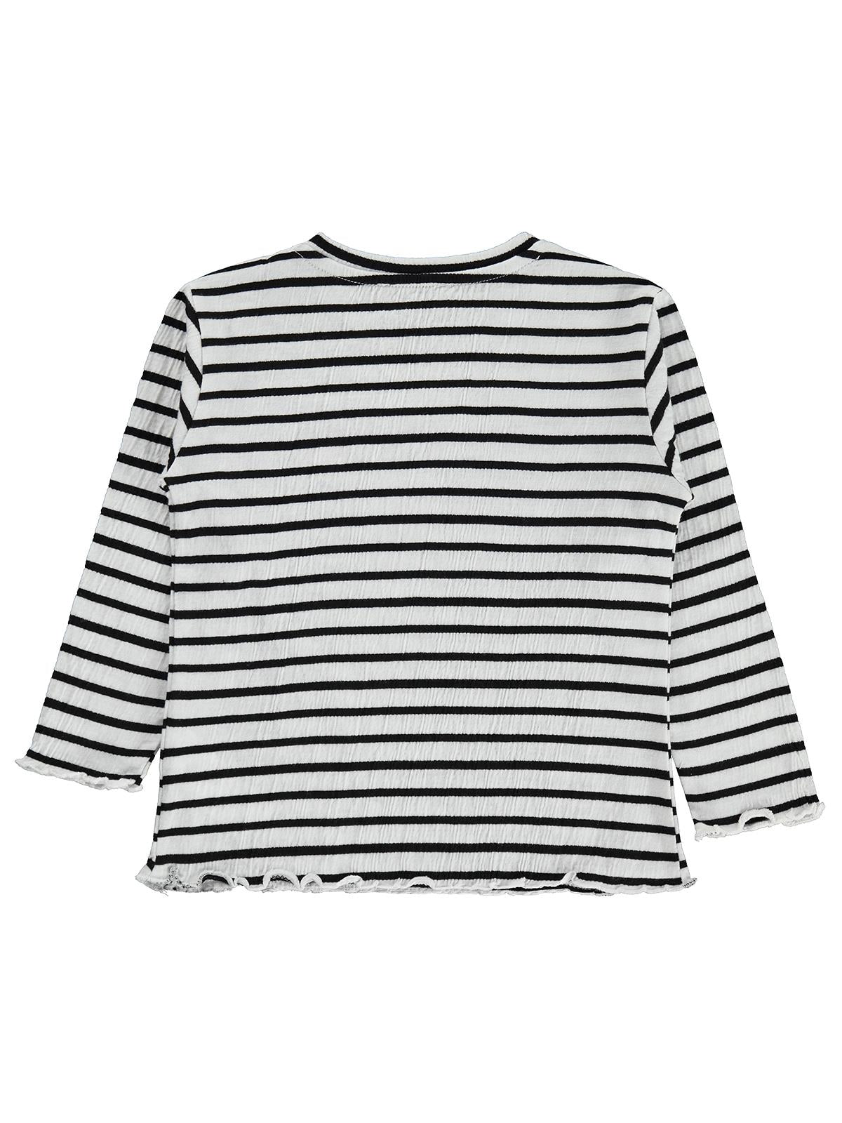 Civil Kız Çocuk Çizgili Sweatshirt | Jakarlı Süprem Uzun Kol | Okul Kreş ve Günlük Kullanım - Ekru