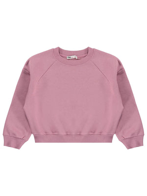 Civil Kız Çocuk Düz Sweatshirt | 3 İp Uzun Kol Bisiklet Yaka | Okul Kreş ve Günlük Kullanım - Pembe