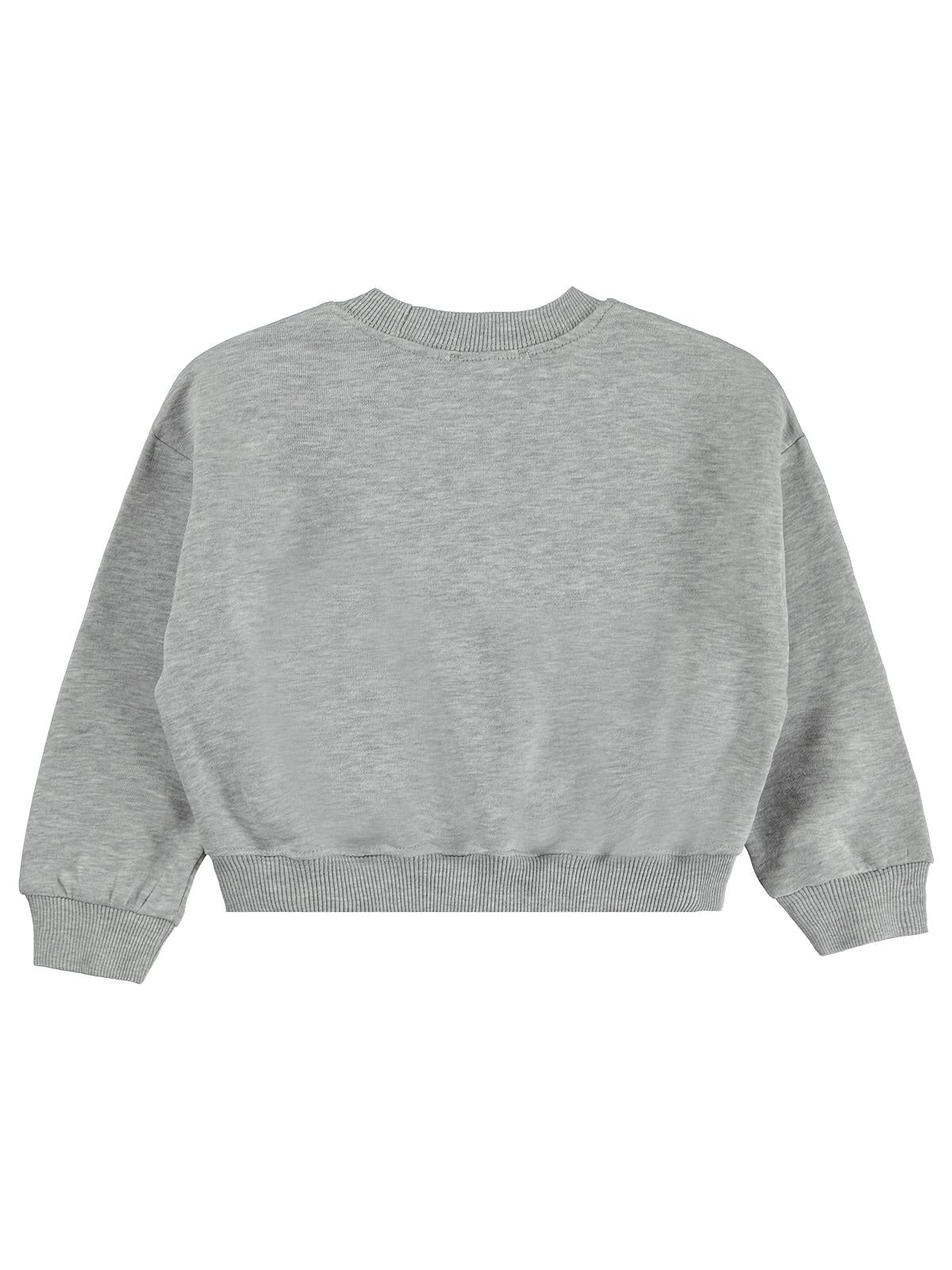Civil Kız Çocuk Düz Sweatshirt | 3 İp Uzun Kol Bisiklet Yaka | Okul Kreş ve Günlük Kullanım - Gri