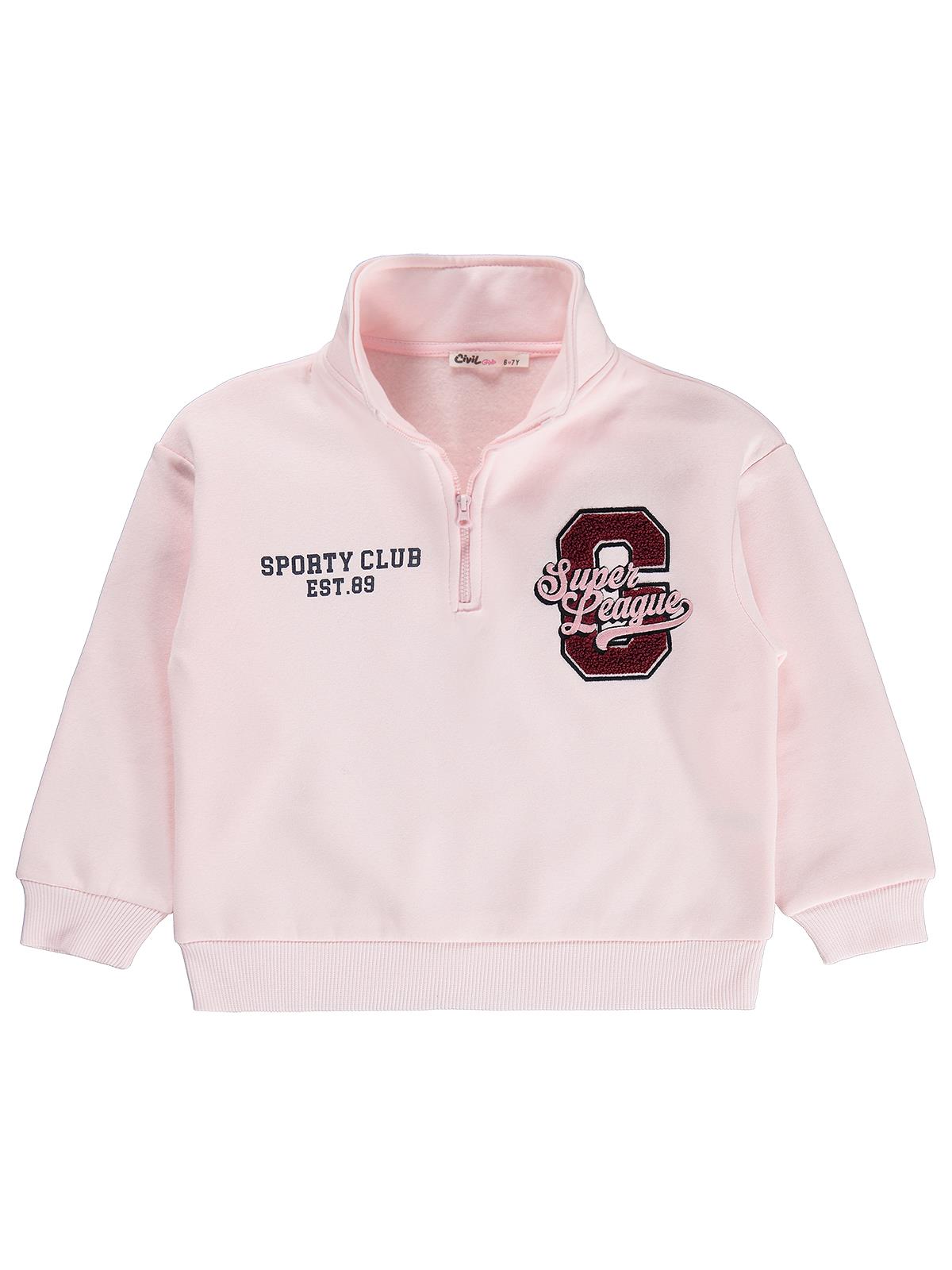 Civil Girls Fermuarlı 6-9 Yaş Sweatshirt - Pudra