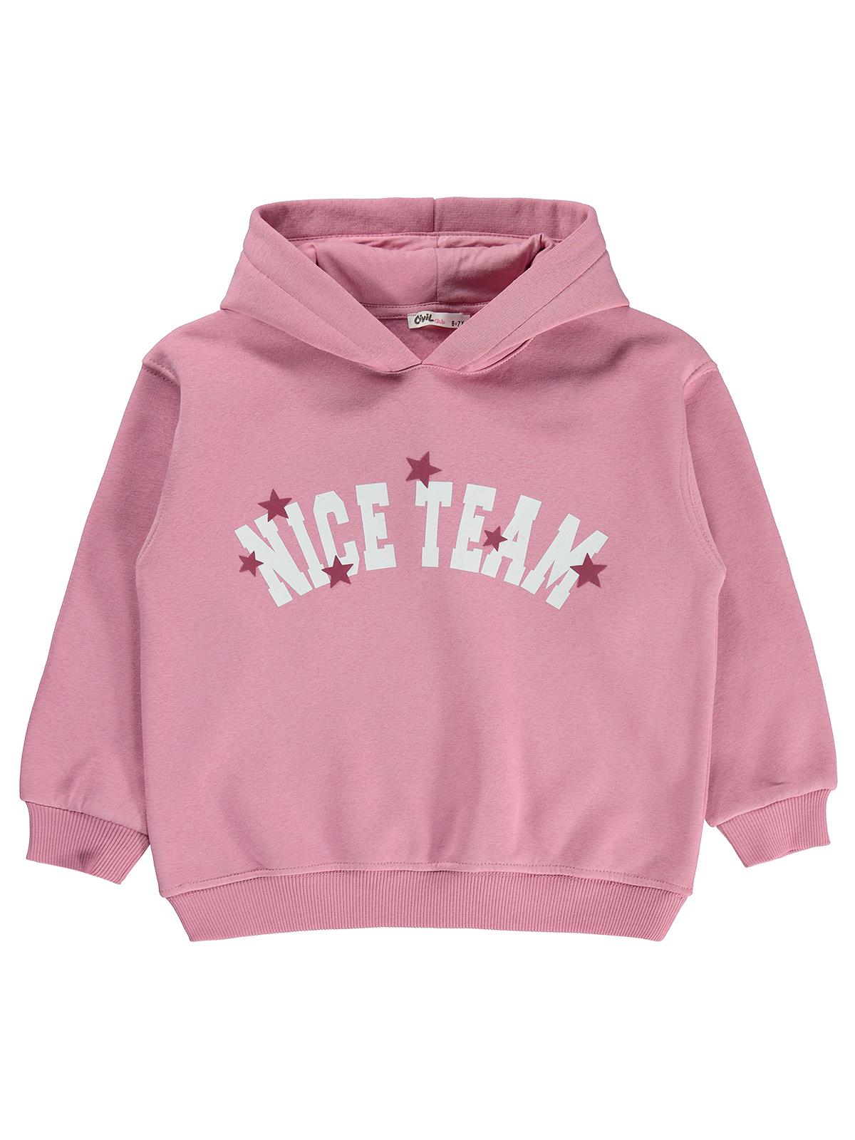 Civil Girls Nice Team Baskılı 6-9 Yaş Sweatshirt - Pembe