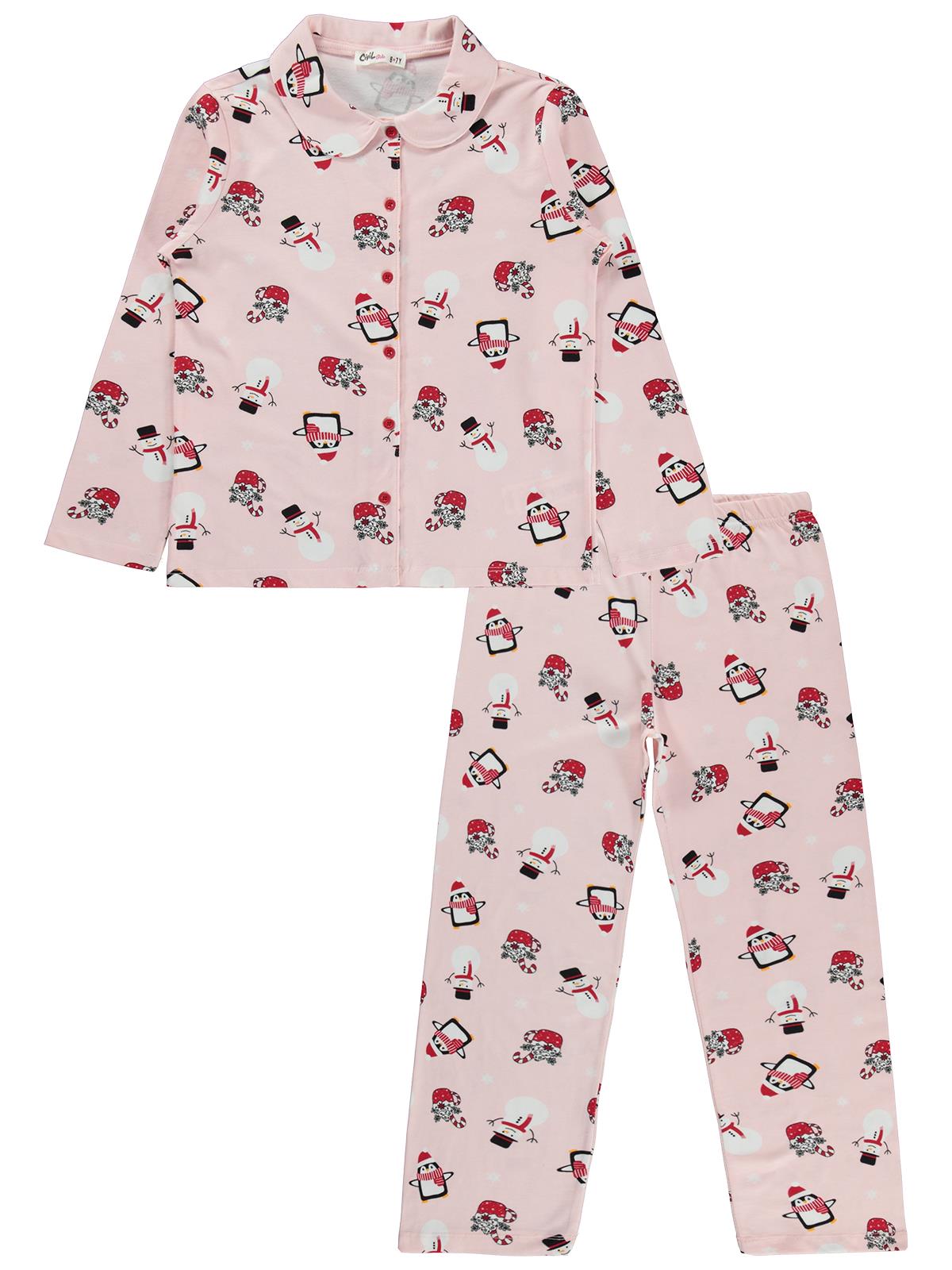 Civil Girls Kardan Adam Baskılı 6-9 Yaş Pijama Takımı - Pembe