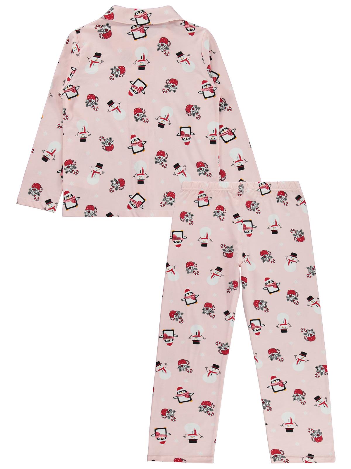 Civil Girls Kardan Adam Baskılı 6-9 Yaş Pijama Takımı - Pembe