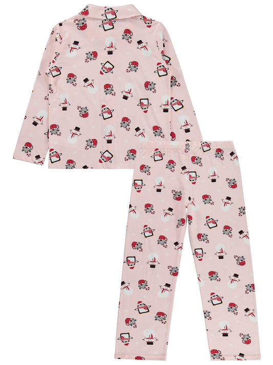 Civil Girls Kardan Adam Baskılı 6-9 Yaş Pijama Takımı - Pembe