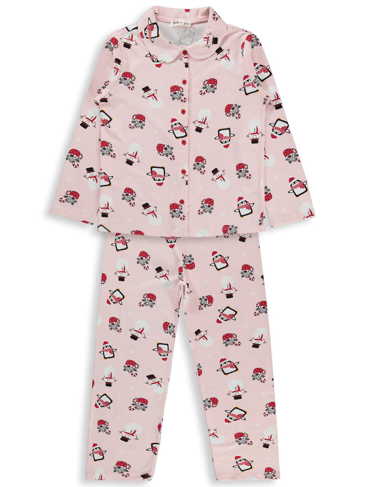 Civil Girls Kardan Adam Baskılı 6-9 Yaş Pijama Takımı - Pembe