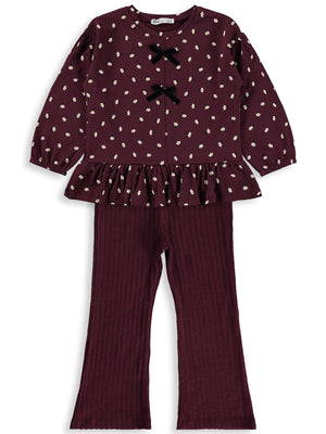 Civil Girls Çiçek Desenli 6-9 Yaş Takım - Lila