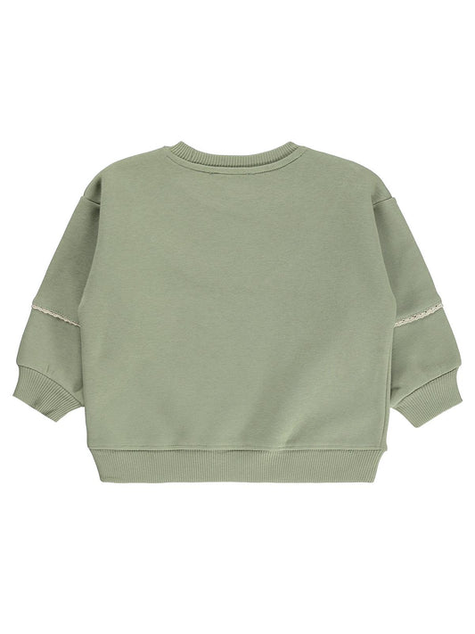 Civil Girls Çiçek Nakışlı 2-5 Yaş Sweatshirt - Haki