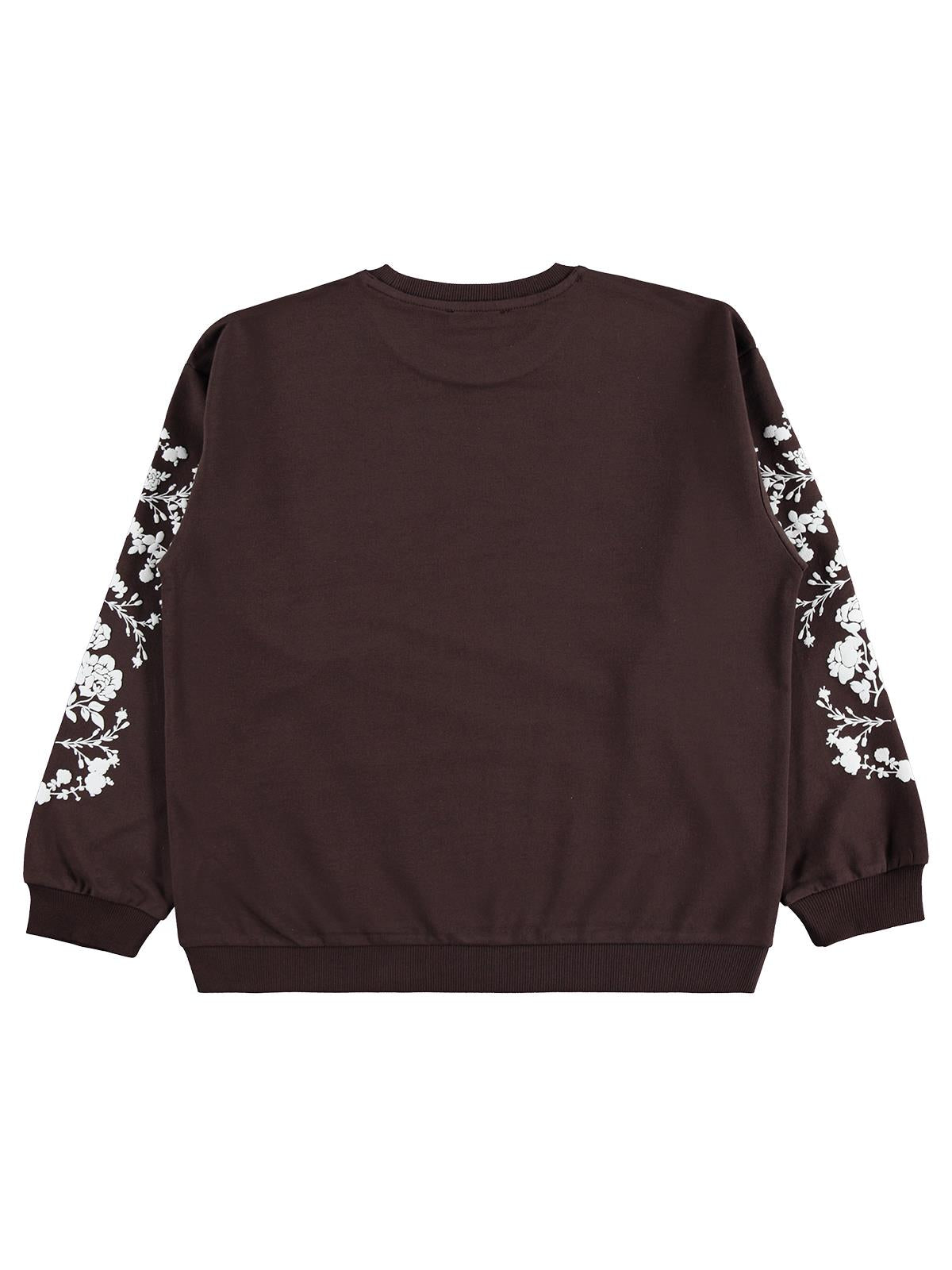 Civil Girls Çiçek Baskılı 10-13 Yaş Sweatshirt - Kahverengi