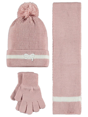 Civil Girls 6-9 Yaş Atkı Bere Eldiven Set - Pembe