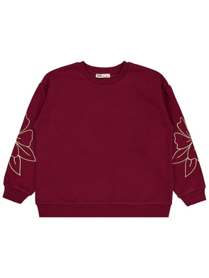 Civil Girls Çiçek Nakışlı 10-13 Yaş Sweatshirt - Bordo