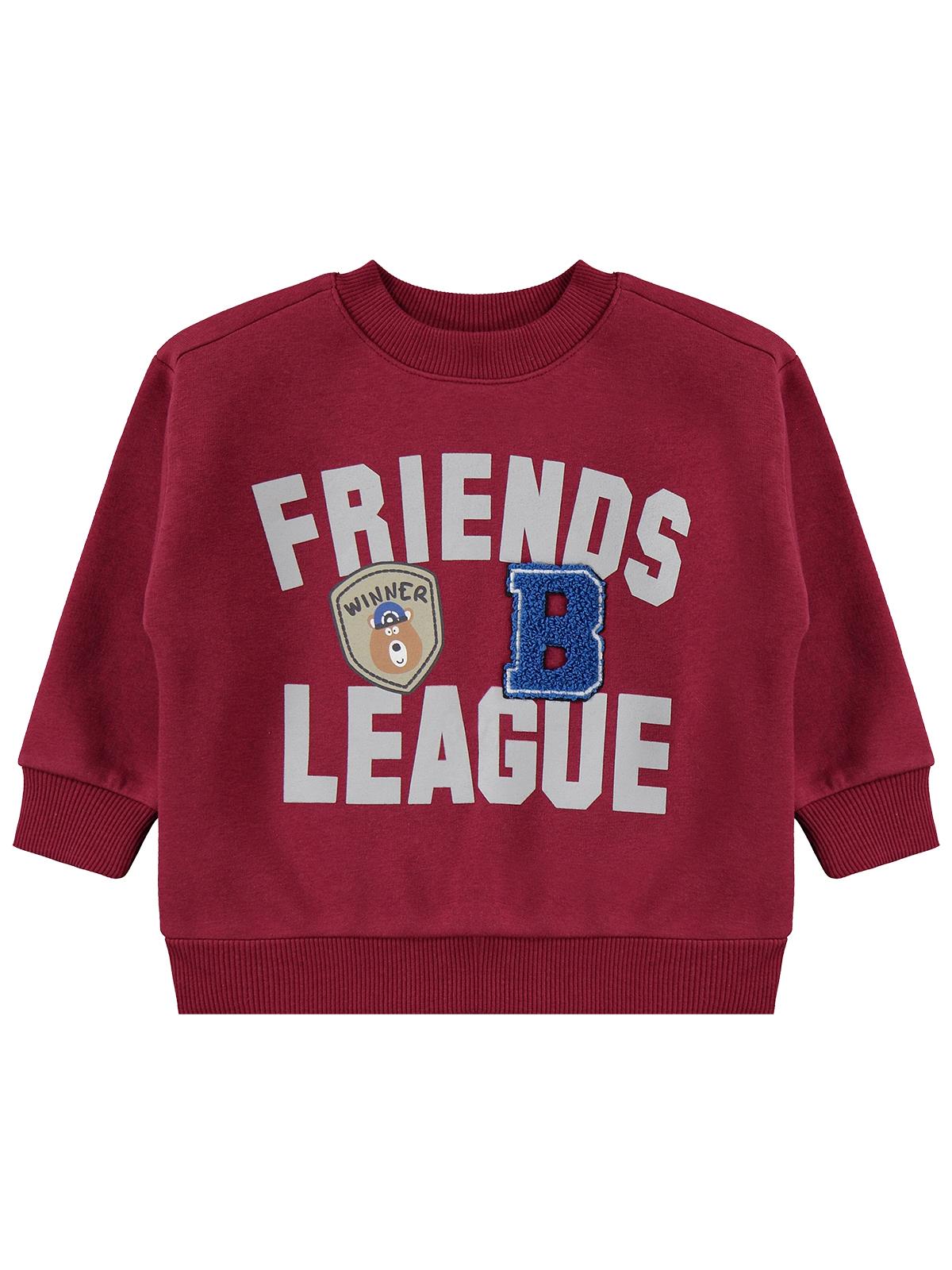 Civil Erkek Çocuk FRIENDS LEAGUE BASKILI Eşofman Takımı | 3 İp-3 İp | Okul Kreş ve Günlük Kullanım - Bordo