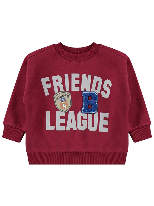 Civil Erkek Çocuk FRIENDS LEAGUE BASKILI Eşofman Takımı | 3 İp-3 İp | Okul Kreş ve Günlük Kullanım - Bordo
