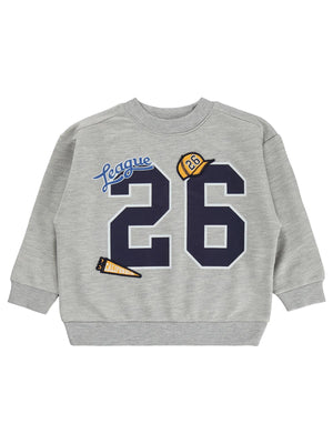 Civil Erkek Çocuk 26 Baskılı Sweatshirt | 2 İp Uzun Kol Bisiklet Yaka | Okul Kreş ve Günlük Kullanım - Gri