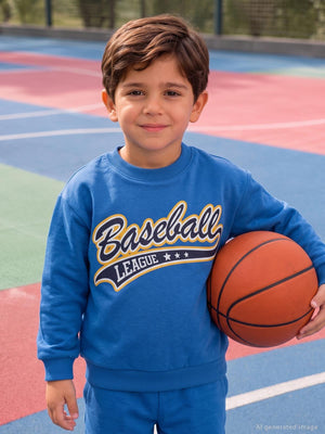 Civil Boys BASEBALL BASKILI 2-5 Yaş Sweatshirt - Mavi