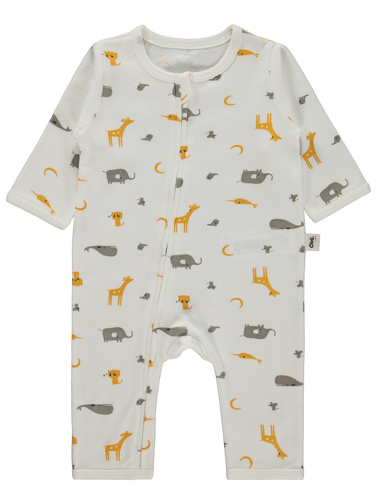 Civil Baby Hayvan Baskılı 3-12 Ay Tulum - Ekru
