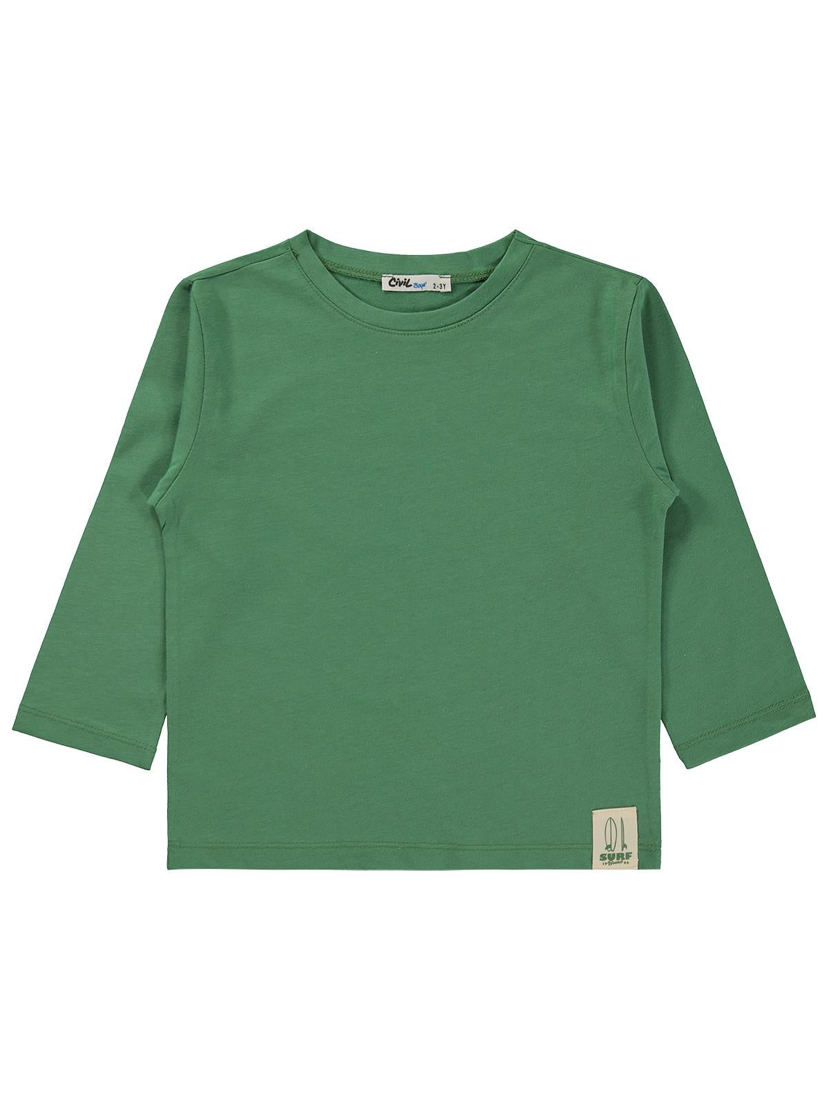 Civil Erkek Çocuk Basic Uzun Kol Sweatshirt Km | Süprem Uzun Kol | Okul Kreş ve Günlük Kullanım - Yeşil