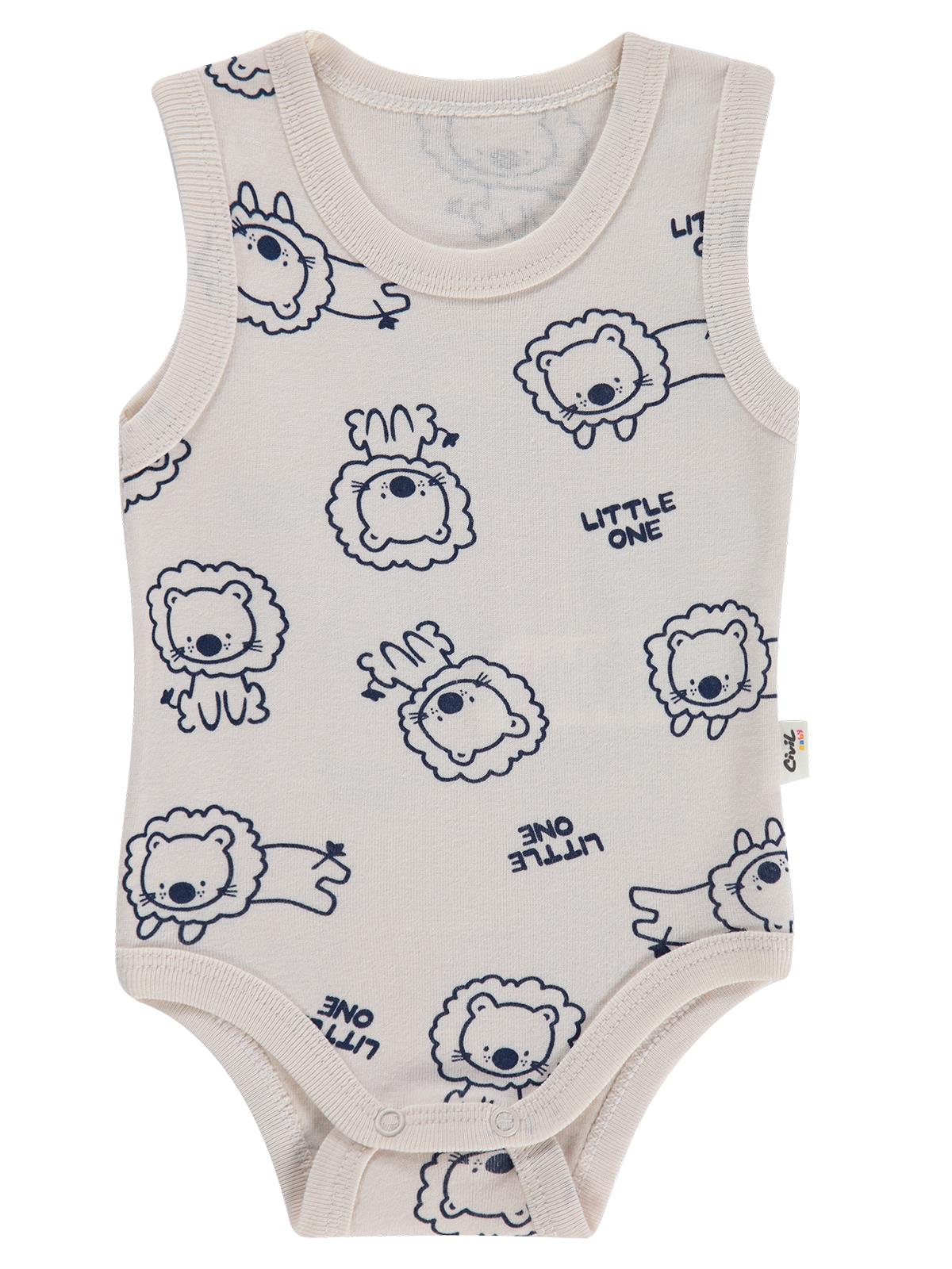 Civil Baby Little One Baskılı 0-24 Ay Çıtçıtlı Badi - Ekru
