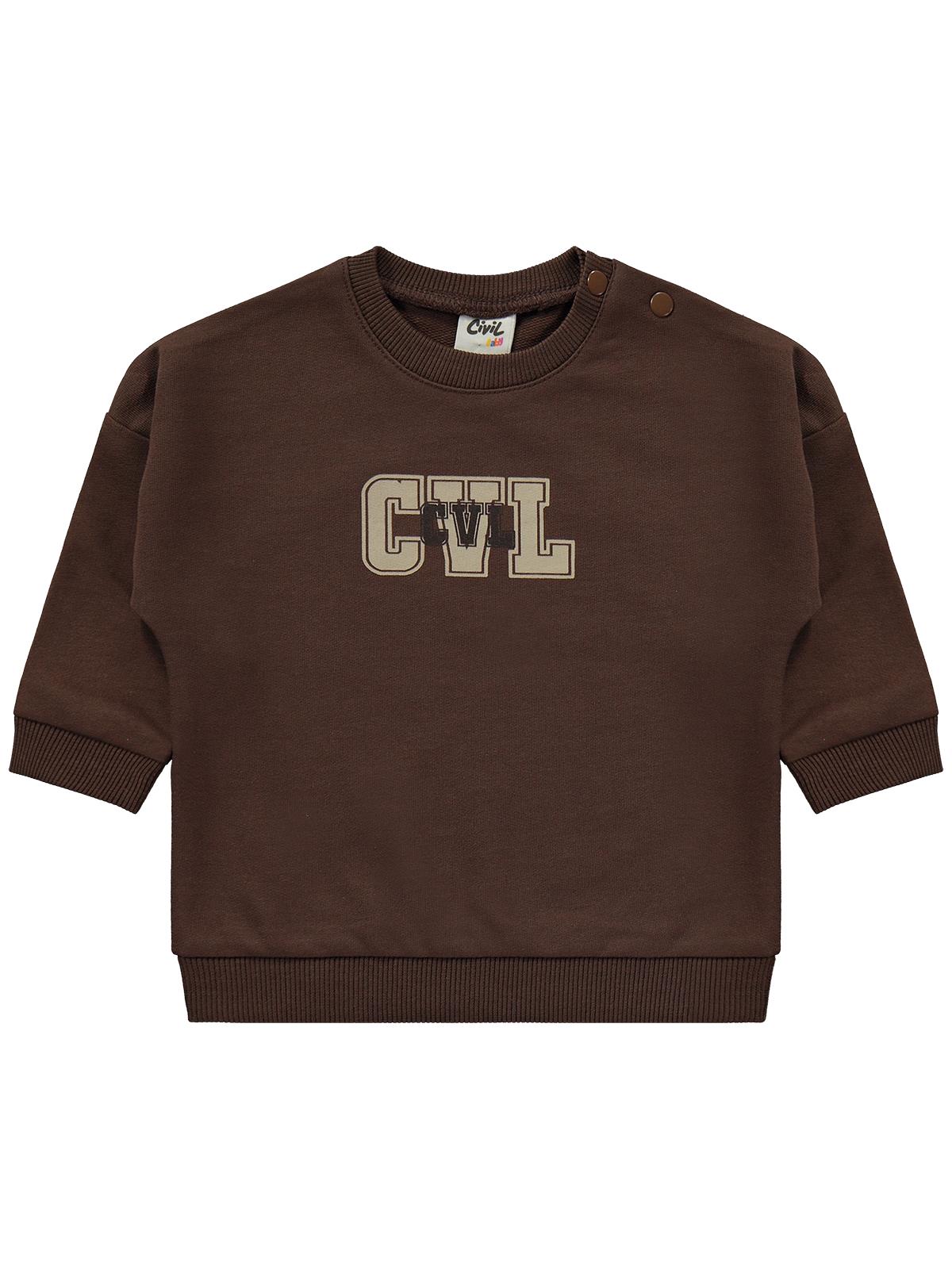 Civil Baby CVL Baskılı 6-18 Ay Takım - Kahverengi