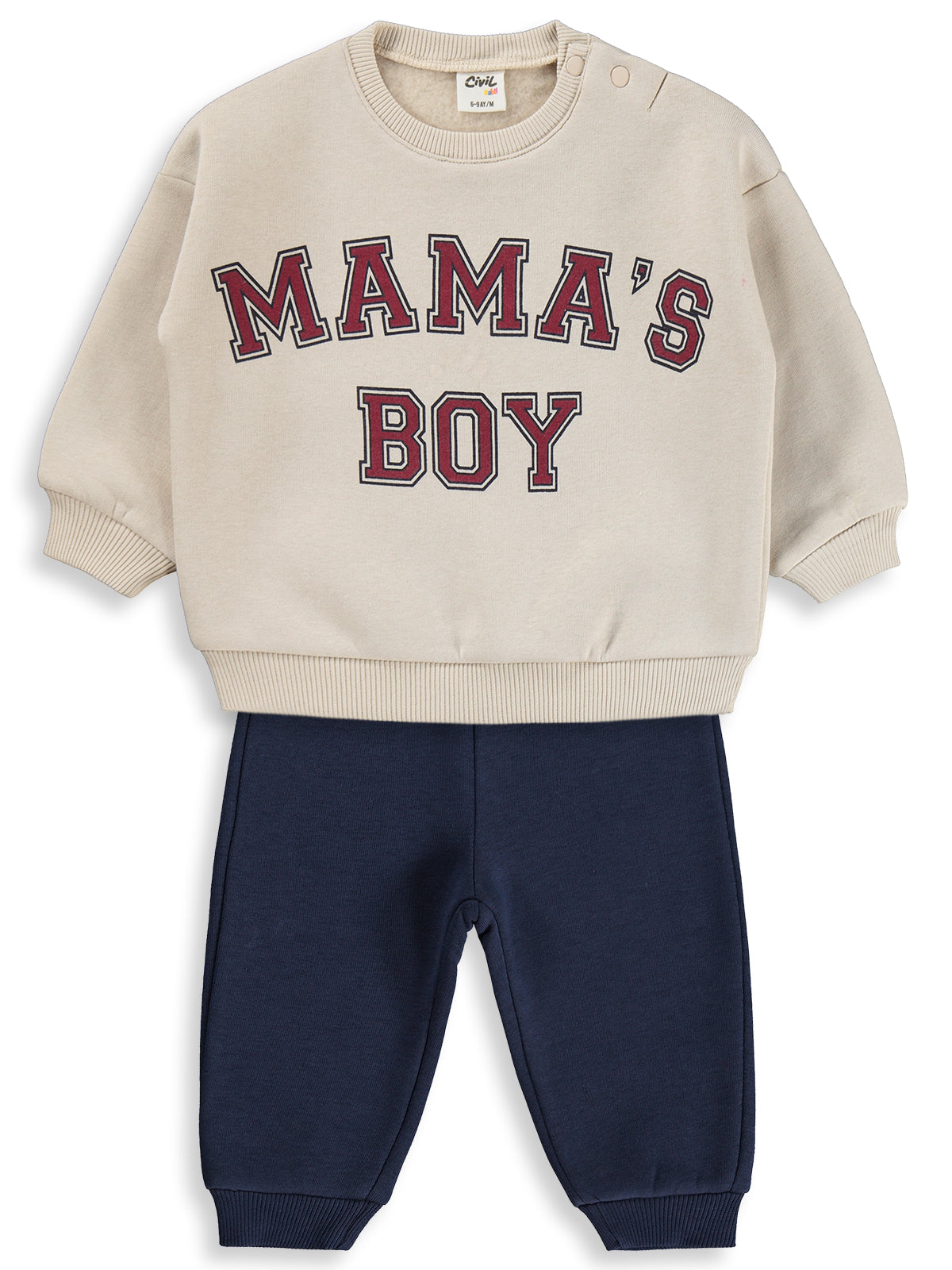 Civil Baby Mama's Boy Baskılı 6-18 Ay Takım - Ekru