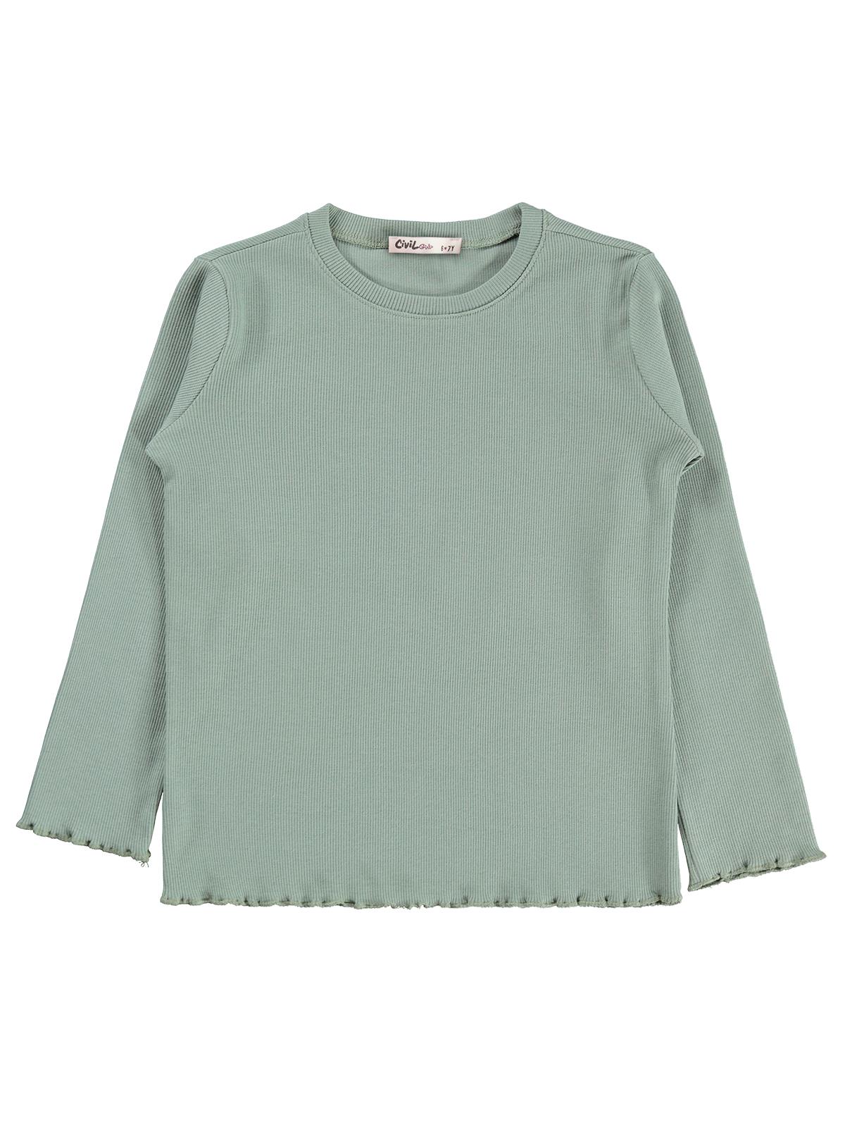 Civil Kız Çocuk Sweatshirt | Kaşkorse Uzun Kol Bisiklet Yaka | Okul Kreş ve Günlük Kullanım - Yeşil