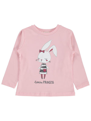 Civil Girls Tavşan Baskılı 2-5 Yaş Sweatshirt - Pudra