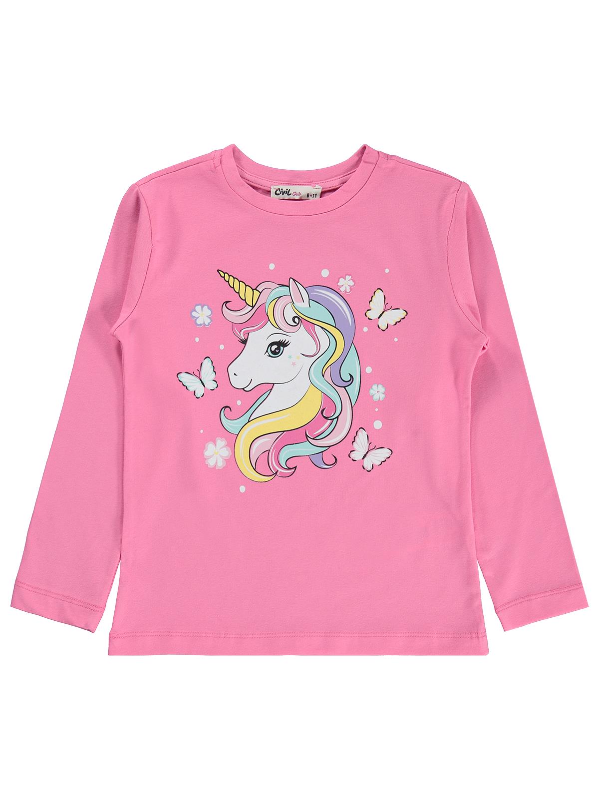 Civil Girls Unicorn Baskılı 6-9 Yaş Sweatshirt - Pembe