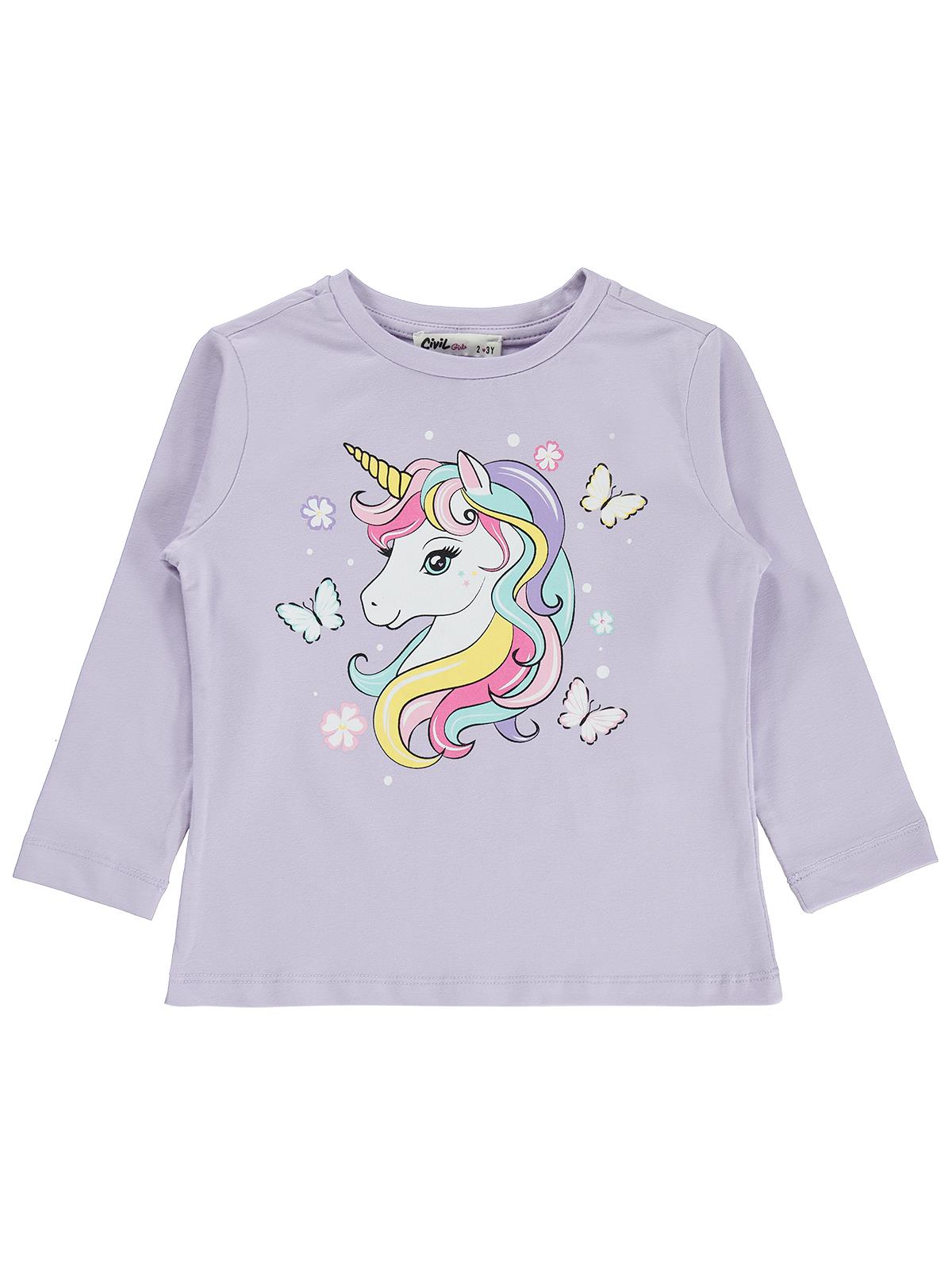 Civil Girls Unicorn Baskılı 2-5 Yaş Sweatshirt  - Lila